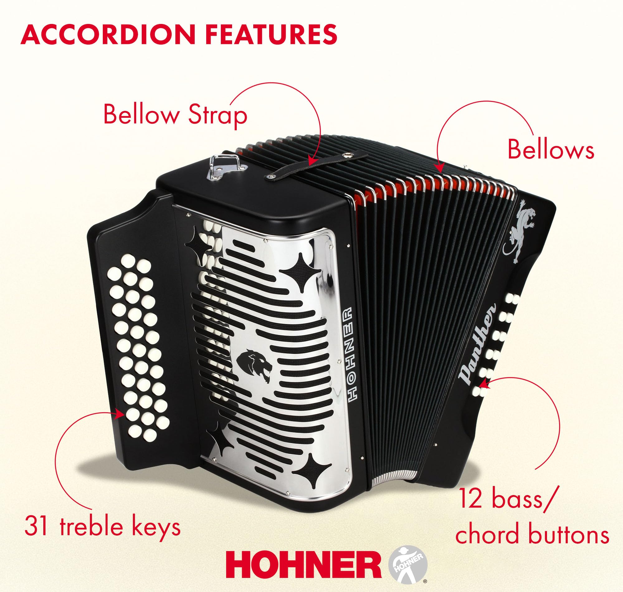 Amazon.com: Hohner Panther Diatonic Accordion - Keys G/C/F